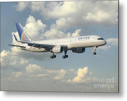 United Metal Print featuring the digital art United Airlines Boeing 757 by Airpower Art