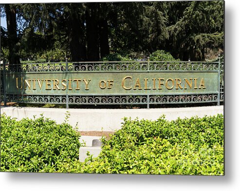 Wingsdomain Metal Print featuring the photograph University of California Berkeley West Entrance Sign DSC4611 by Wingsdomain Art and Photography