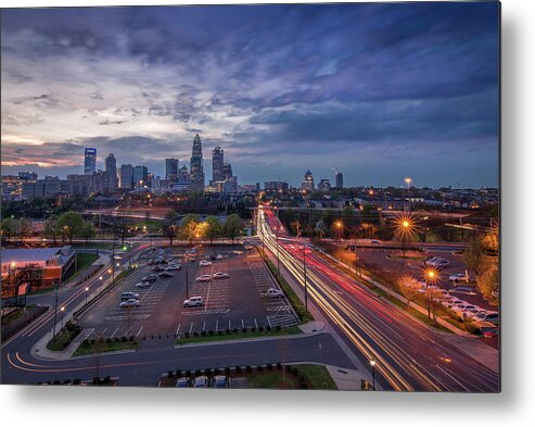 Charlotte Metal Print featuring the photograph Uptown Charlotte Rush Hour by Serge Skiba