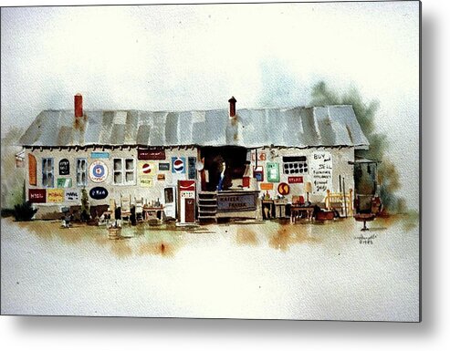 Watercolor Rendering Of Roadside Used Furniture Store. Metal Print featuring the painting Used Furniture by William Renzulli