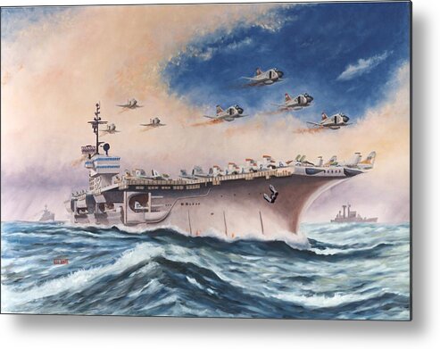 Uss Independence Cva-62 Metal Print featuring the digital art USS Independence CVA-62 Vietnam Era by George Bieda