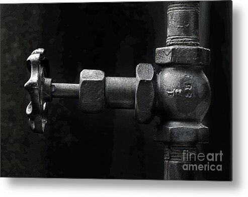 Steam Valve Shutoff Metal Print featuring the photograph Valve by Mike Eingle