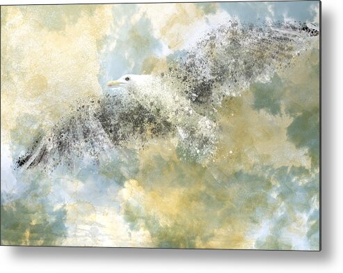 Decorative Metal Print featuring the photograph Vanishing Seagull by Melanie Viola