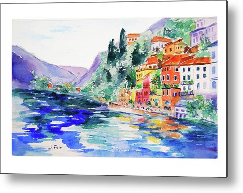 Lake Como Metal Print featuring the painting Varenna on Lake Como by Jerry Fair