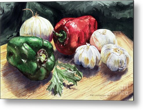 Bell Peppers Metal Print featuring the painting Vegetable Golly Wow by Joey Agbayani