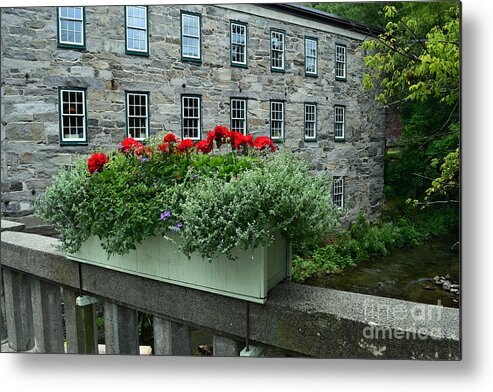 Woodstock Metal Print featuring the photograph Vermont Bridge Flower Box by Catherine Sherman