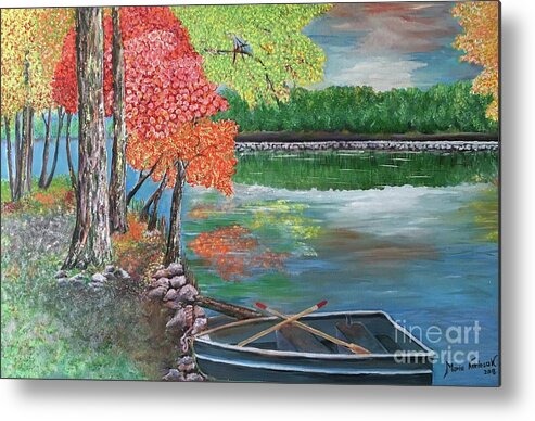 Landscape Metal Print featuring the painting Vibrant autumn by Maria Karlosak