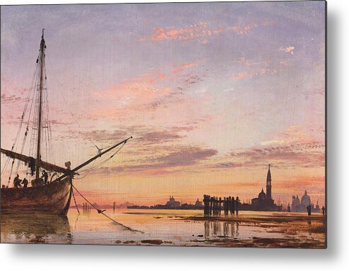 Tide Metal Print featuring the painting View Across the Lagoon, Venice, Sunset by Edward William Cooke