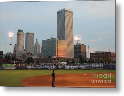 Tulsa Metal Print featuring the photograph View from 3rd Base 2 by Sheri Simmons