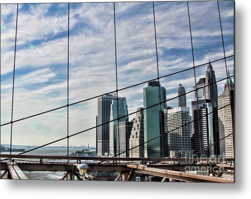 Nyc Metal Print featuring the photograph View from Brooklyn Bridge NYC by Chuck Kuhn