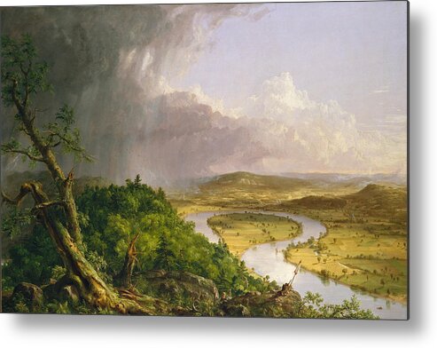Thomas Cole Metal Print featuring the painting View from Mount Holyoke Northampton Massachusetts after a Thunderstorm. The Oxbow by Thomas Cole