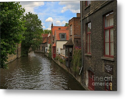 Canal Metal Print featuring the photograph View of the Canal from Maria Brug on Katelijnestraat in Bruges by Louise Heusinkveld