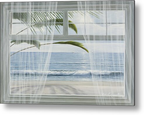 Windowscape Metal Print featuring the painting View of the Tropics by Diane Romanello