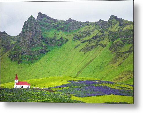 Travel Metal Print featuring the photograph Vik Village Church, Iceland by Venetia Featherstone-Witty
