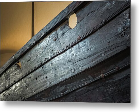 Antique Metal Print featuring the photograph Viking Ship Museum Holes Detail by Adam Rainoff