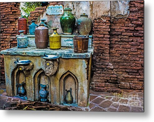 Antique Metal Print featuring the photograph Vintage Antique Water Containers 2 by Gary Keesler