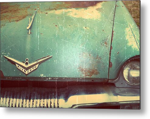 Antique Metal Print featuring the photograph Vintage Effects Plymouth Hood by GK Hebert Photography