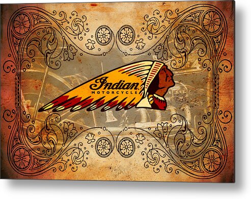 Indian Metal Print featuring the digital art Vintage Indian by Greg Sharpe