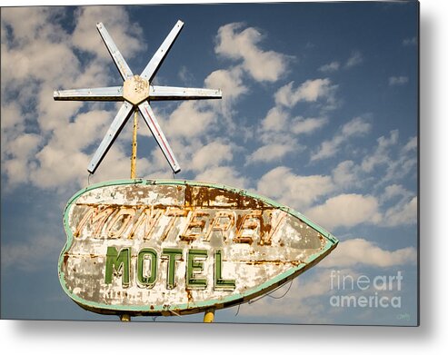 Vintage Monterey Motel Metal Print featuring the photograph Vintage Monterey Motel Neon Sign by Imagery by Charly
