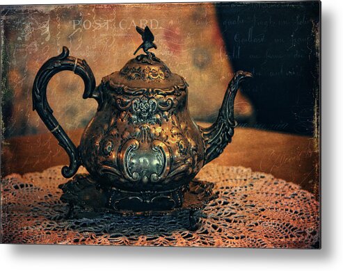 Casa Loma Metal Print featuring the photograph Vintage Silver Teapot by Maria Angelica Maira