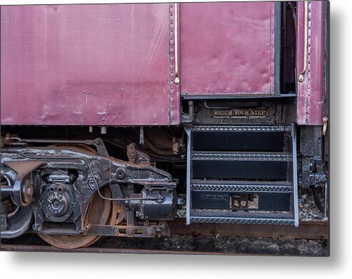 Terry D Photography Metal Print featuring the photograph Vintage Train Car Steps by Terry DeLuco