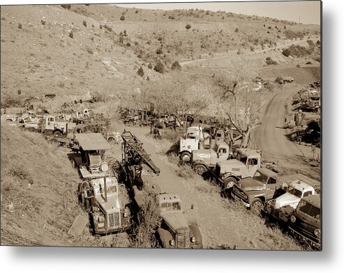 Vintage Metal Print featuring the digital art Vintage Truck Yard2 by Darrell Foster