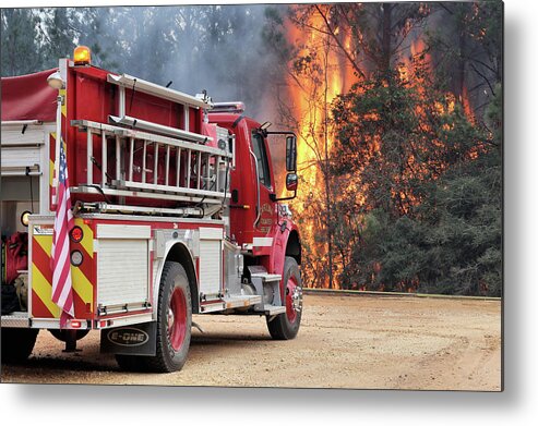 Firetruck Metal Print featuring the photograph Volunteer Firefighters by JC Findley