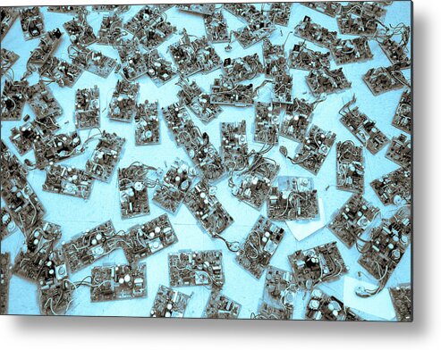 Vt100 Metal Print featuring the photograph VT100 Video Terminal Monitor Circuit Boards by Kathy Anselmo