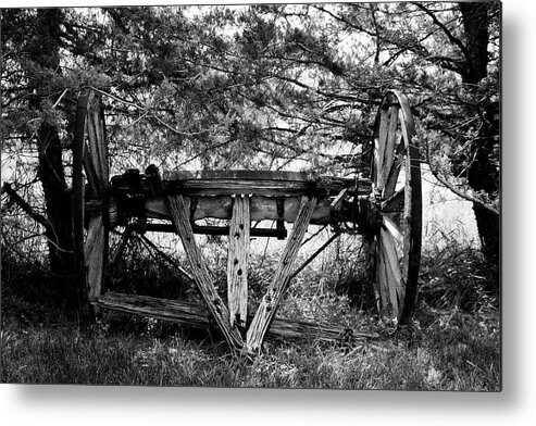 Abandoned Metal Print featuring the photograph Wagon Tongue - Black and White by K Bradley Washburn