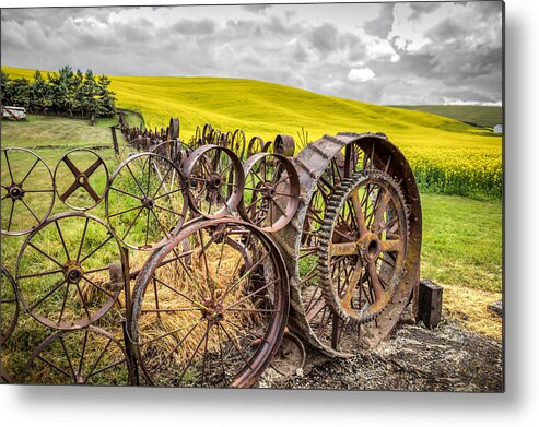 Wagon Metal Print featuring the photograph Wagon Wheel Fence by Brad Stinson