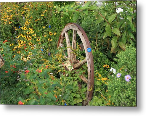 Flowering Bridge Metal Print featuring the photograph Wagon Wheel on Flowering Bridge by Karen Ruhl