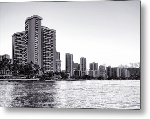 Hawaii Metal Print featuring the photograph Waikiki in Black and White by Jenny Hudson