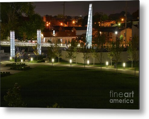 Jeffersonville Metal Print featuring the photograph Walking Bridge After Dark by Bob Phillips