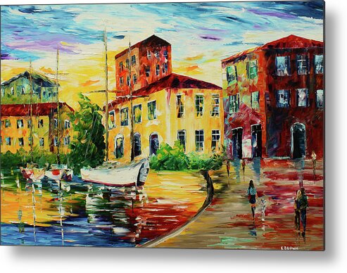 Caribbean House Metal Print featuring the painting Walking the Harbor by Kevin Brown