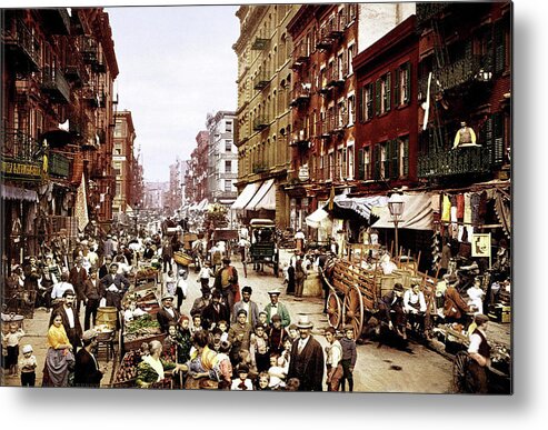 Wall Street 1900 Metal Print featuring the photograph Wall street 1900 by Imagery-at- Work