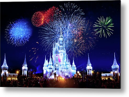Magic Kingdom Metal Print featuring the photograph Walt Disney World Fireworks by Mark Andrew Thomas