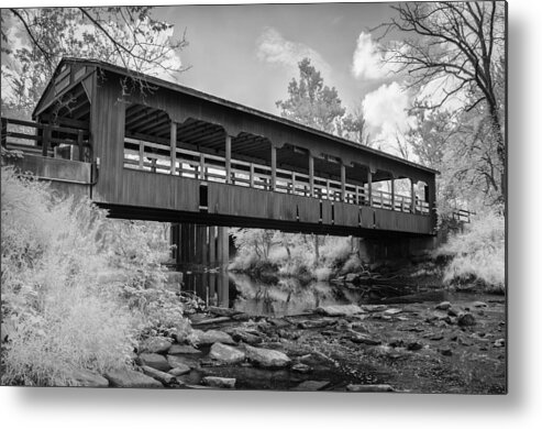 Infrared Metal Print featuring the photograph Walter F. Ehrnfelt Covered Bridge Infrared photo by Michael Demagall