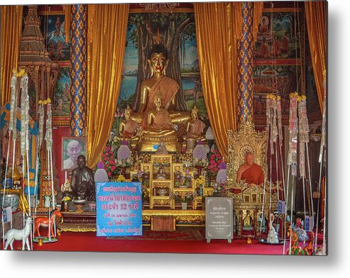 Scenic Metal Print featuring the photograph Wat Fa Ham Phra Wihan Buddha and Monk Images DTHCM1344 by Gerry Gantt