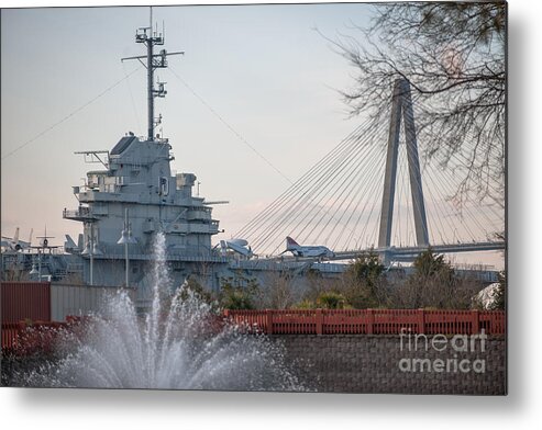 Arthur Ravenel Jr. Bridge Metal Print featuring the photograph Water and Metal by Dale Powell