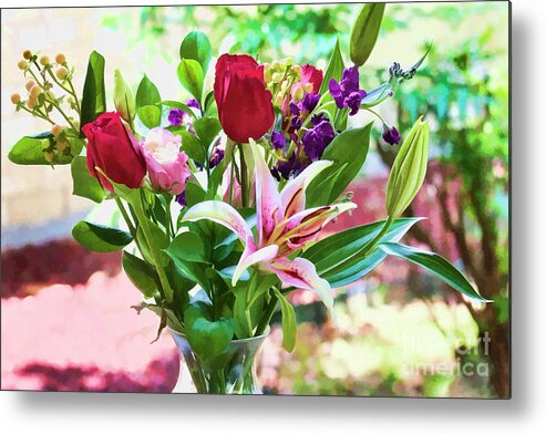 Flowers Metal Print featuring the photograph Watercolor Bouquet by Joan Bertucci