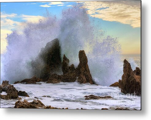 Wave Metal Print featuring the photograph Wave Crash in Corona Del Mar by Eddie Yerkish