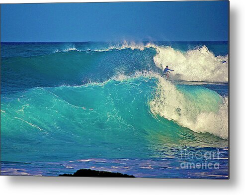 Surfer Metal Print featuring the photograph Waves and Surfer in Morning Light by Bette Phelan