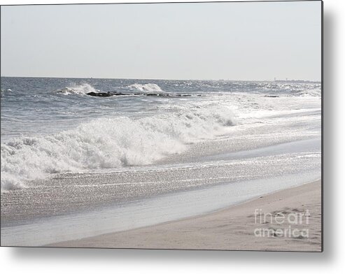 Waves Crashing Onto Long Beach Metal Print featuring the photograph Waves Crashing Onto Long Beach by John Telfer