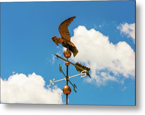 Weather Vane Metal Print featuring the photograph Weather Vane On Blue Sky by D K Wall