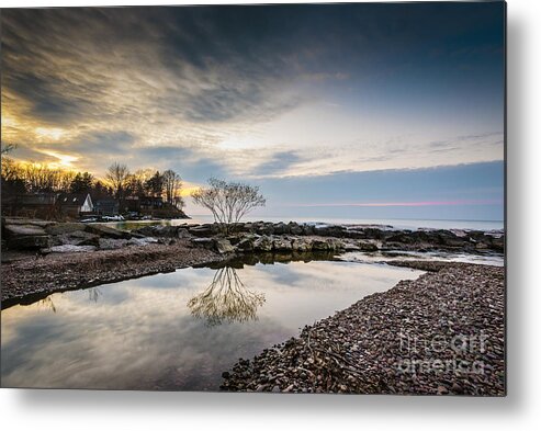 Sunset Metal Print featuring the photograph Webster NY Lake View by Joann Long
