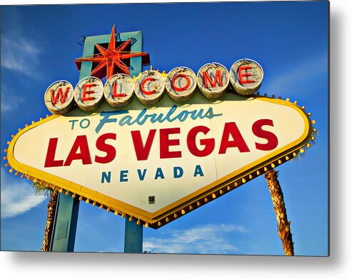 Welcome Las Vegas Sign Metal Print featuring the photograph Welcome to Las Vegas sign by Garry Gay