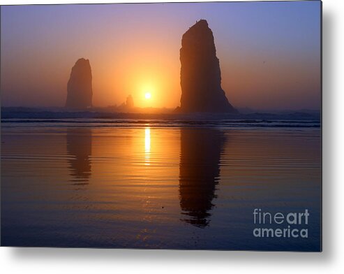 Canon Beach Metal Print featuring the photograph West Coast Sunset by Hanni Stoklosa