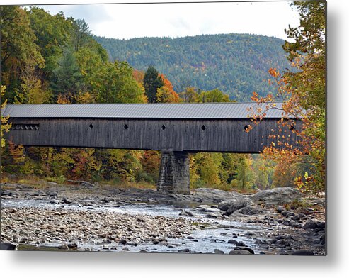 West Dummerstin Metal Print featuring the photograph West Dummerston Covered Bridge by Carolyn Mickulas
