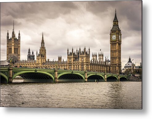 Elizabeth Tower Metal Print featuring the photograph Westminster Bridge London by Nicky Jameson