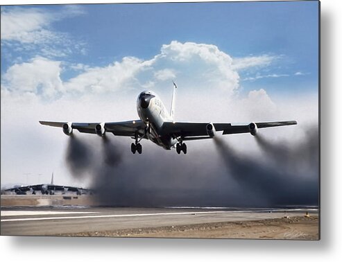 Aviation Metal Print featuring the digital art Wet Takeoff KC-135 by Peter Chilelli